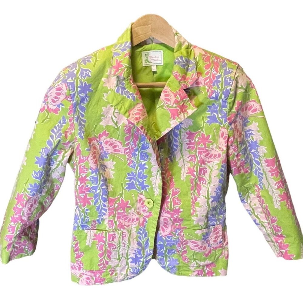 Bamboo Traders Colorful Floral Lightweight Blazer Sz S